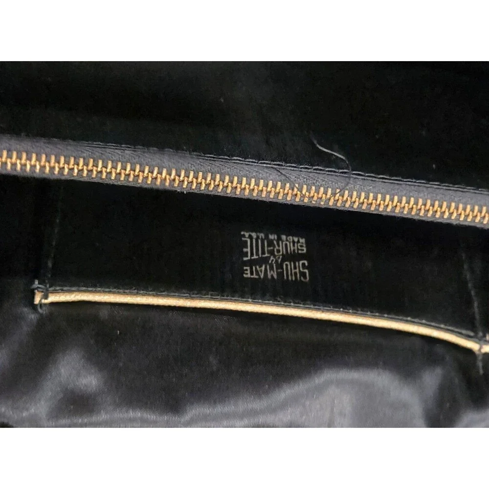 Vintage 50s Shumate Black Fabric Pleated Cocktail Handbag Original Coin Purse